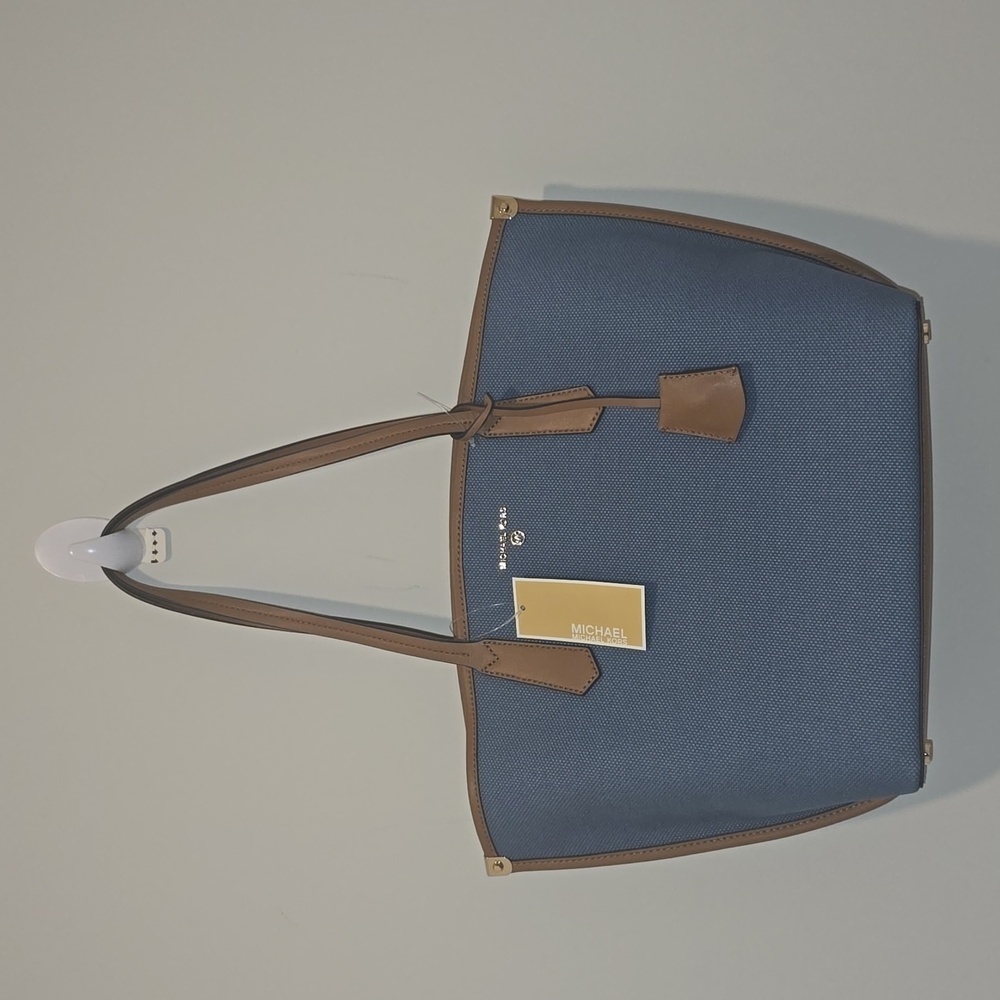 Michael Michael Kors Denim Blue and Tan Tote